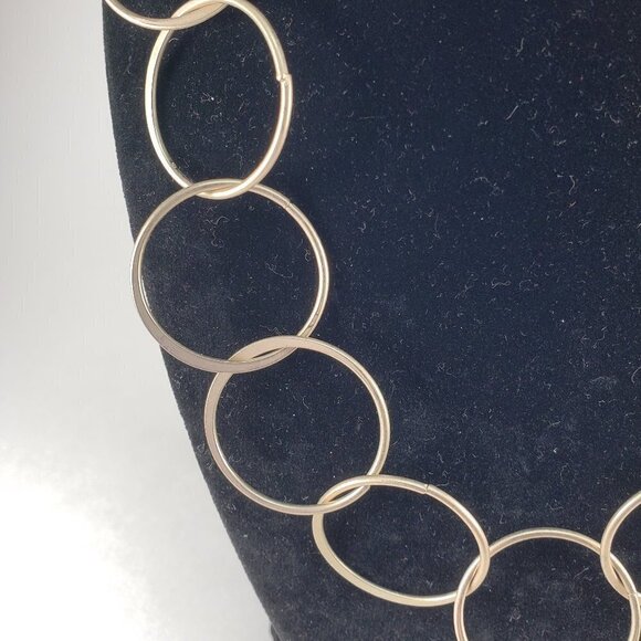 Gold-Tone Interlock Hoops Stylish Design Necklace - Women's Fashion Jewelry - Picture 3 of 8